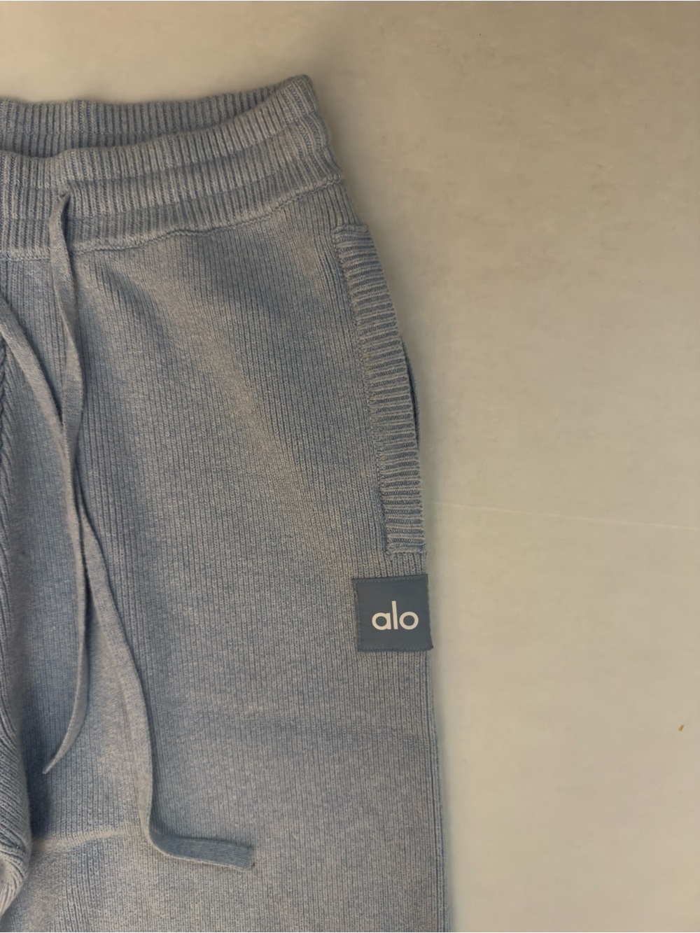ALO Yoga Muse Sweatpants - Celestial Blue Ribbed Knit | Size Medium - Picture 2 of 3